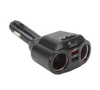 Keenso Répartiteur Allume-Cigare, Adaptateur de Voiture Bluetooth PC ABS Ignifuge avec 2 Prises Double Chargement USB Affichage de la Tension d'appel Mains Libres pour Les Conducteurs