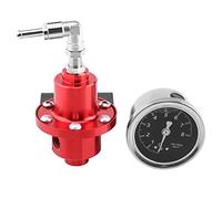 Keenso rRégulateur de Pression de Carburant Réglable en Alliage d'Aluminium Universel FPR avec Jauge de Pression de Carburant pour Voiture Auto(Red)