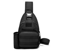 Keenso Sac à Dos à Bandoulière, Sac de Poitrine en Toile avec Plusieurs Compartiments pour Matériel de Pêche, Voyage, Randonnée, Camping, Vélo (BLACK)
