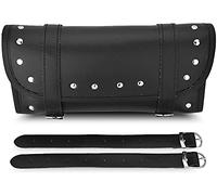 Keenso Sac à Outils de Moto Noir en Cuir PU Avant Fourche arrière pour Guidon Sacs Rangement Bagages Pochette Sangle 2 Fermeture-Sac À