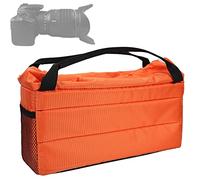 Keenso Sac D'insertion D'appareil Photo étanche avec Rembourrage en éponge épaississant et Couche Intérieure en Velours, Sac D'appareil Photo Léger à Cordon pour la Prise de Vue en Extérieur (Orange)