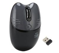 Keenso Souris sans Fil Fille 2,4 GHz Click Click Mute Moute Adjustable Auto Auto Sleep Office Souris pour café au Travail [Plug and Play] (Gris Noir)