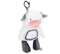 Keenso Sucette Musicale en Peluche pour bébé, Jouet Suspendu en Forme d'animal Doux avec Berceuses, Fixation de Berceau Portable pour Nouveau-nés (Vache)