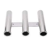 Keenso Support de Canne à Pêche en Acier Inoxydable 304, 3 Tubes, 53 Mm de Diamètre, 220 Mm de Longueur avec Drainage Inférieur, Installation Facile pour Yachts, Navires et Pêche en Mer
