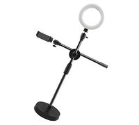 Keenso Support de Téléphone Portable Rétractable Multifonction, pour Diffusion en Direct, Base Stable Réglable pour Nail Art, Photographie ABS (Anneau Lumineux pondéré)