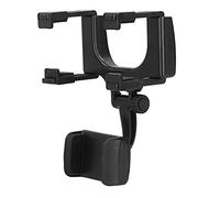 Keenso Support de Téléphone pour Rétroviseur, Support de Téléphone de Voiture à Tête Rotative à 360 Degrés avec Pince Réglable Automatiquement pour 3 Smartphones iOS de 6,5 Pouces