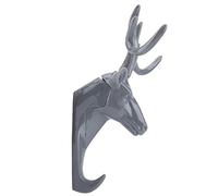 Keenso Support Mural en Forme de Tête de Cerf Tridimensionnel, Pas Facile à Porter, Crochet à Clés pour Salle de Bain, Bureau, Plastique Noir/gris (GREY)