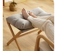 Keenso Tabouret de Pied Moderne et Doux avec Pied en X, Repose-Pieds Multifonctionnel et élégant, pour Chambre à Coucher, Salon, Velours Flocon de Neige (Grey)