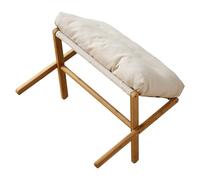 Keenso Tabouret de Pied Moderne et Doux avec Pied en X, Repose-Pieds Multifonctionnel et élégant, pour Chambre à Coucher, Salon, Velours Flocon de Neige (Beige)