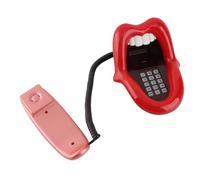 Keenso Téléphone rouge à lèvres drôle avec une excellente qualité sonore pour la décoration de bureau à domicile, câble de téléphone en forme de langue en plastique pour les personnes amusantes et les