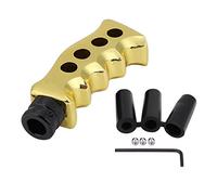 Keenso Tête de levier de vitesses manuelle universelle, Pommeau de levier de vitesse de pistolet Pommeau de levier de vitesse avec levier 3 adaptateurs 8mm 10mm 12mm(Or) Pédaliers