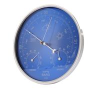 Keenso Thermomètre Baromètre Hygromètre Station Météo 3 en 1, Alliage d'aluminium à Suspendre au Mur Intérieur et Extérieur avec Cadran Bleu de 180 Mm pour la Maison Jardin Garage