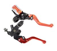 Keenso Universal 1 paire leviers de frein et d’embrayage ajustables, 7/8 pouces de frein de moto Leviers de réservoir de maître-cylindre d’embrayage pour moto(Orange)