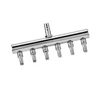 Keenso Valve de Contrôle d'air d'aquarium, Acier Inoxydable de qualité Supérieure, Réglage Précis de l'air pour Une Oxygénation Optimale en Aquaculture (Tête de séparation à Six Trous de 8 à 4 mm)