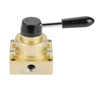 Keenso Valve Pneumatique HV-03 G3 / 8, Construction en Aluminium, Levier à Main, pour le Contrôle de L'air, 3 Pistes en Position 4, or