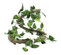 Keenso Vignes Artificielles Vigne de Jungle Flexible, Branche Pliable, Décor d' de Reptiles pour Lézards et Grenouilles, Aspect Naturel de 3,28 Pieds (Rotin + Feuilles de Radis Vert)