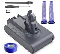 Keenstone 8000mAh Batterie pour Dyson V6 DC62 SV03 Animal Pro Fluffy Plus Absolute Flexi Slim SV04 SV05 SV06 SV07 SV09 DC58 DC61 DC72, avec 2 Pre-filtres, 1 Post-Filtre, Tournevis et Vis