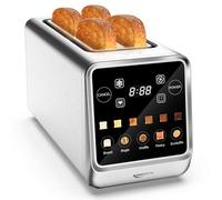 Keenstone Grille-pain 4 Tranches, Intelligent Écran Tactile, Mémoire, Grillage d’Une Tranche, Minuterie, Réchauffage/Dégivrage pour Bagels, Muffins, Essentiel Acier Inoxydable