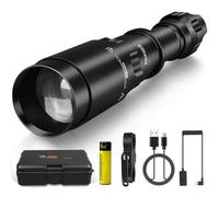 KEENZO Lampe Torche Infrarouge, 5W 850NM LED, Lentille de Fresnel, Rechargeable par USB, Infrarouge pour Vision de Nuit, Mise au Point Rapide et Variateur D'intensité avec Indicateur Marche/Arrêt