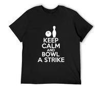 Keep Calm and Bowl A Strike Mens T-Shirt Joke Funny Ten pin Bowling Tenpin Gift Crew Neck Unisex Short Sleeve T-Shirt XL