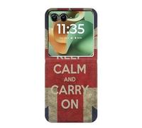 Keep Calm and Carry On Etui Flip Housse Cuir pour Motorola Razr 60, Razr 2025