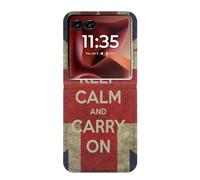 Keep Calm and Carry On Etui Flip Housse Cuir pour Motorola Razr 60 Ultra, Razr Ultra 2025