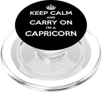 Keep Calm and Carry on I'm a Capricorn - Astrologie Amusante PopSockets PopGrip pour MagSafe