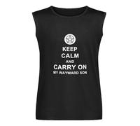Keep Calm and Carry on My Wayward Son Mens Black Sleeveless T-Shirt Graphic Tee Printed Unisex Vest Tank Tops Shirt M
