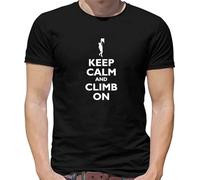 Keep Calm and Climb on Mens Work T Shirts for Men Climbing Rock Mountain Climber Work T Shirts for Men-Black Manches Courtes(Small)