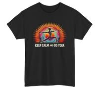 Keep Calm and Do Yoga Vibrant Pose Design Men Women's Cotton Cool T-Shirt Short Sleeve