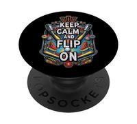 Keep Calm and Flip on Pinball Machine Arcade Gamer PopSockets PopGrip Adhésif