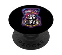 Keep Calm and Flip on Retro Pinball Arcade Game PopSockets PopGrip Adhésif