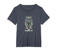 Keep Calm and Fourrage on Mushroom Hunter Nature Lover T-Shirt, Femme Grandes Tailles, Bleu Chiné, 5X
