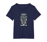 Keep Calm and Fourrage on Mushroom Hunter Nature Lover T-Shirt, Femme Grandes Tailles, Bleu Marine, 6X