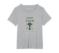 Keep Calm and Fourrage on Mushroom Hunter Nature Lover T-Shirt, Femme Grandes Tailles, Gris Chiné, 1X