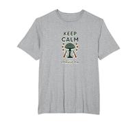 Keep Calm and Fourrage on Mushroom Hunter Nature Lover T-Shirt, Homme Grandes Tailles, Gris Chiné, 6X Tall