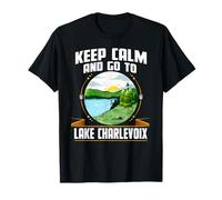 Keep Calm And Go To Lake Charlevoix Camping Sayings Camper T-Shirt