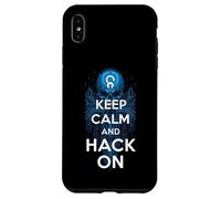Keep Calm and Hack on Hacker Skull Circuit Board Coque pour iPhone XS Max