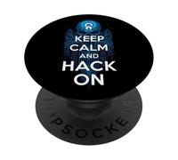 Keep Calm and Hack on Hacker Skull Circuit Board PopSockets PopGrip Adhésif