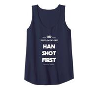 Keep Calm and Han Shot First Shirt Funny 80s Movie Tee Tee Débardeur