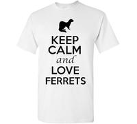 Keep Calm and Love Ferrets Animals Novelty Statement Unisex Adult T Shirt Tee Manches Courtes(Large)
