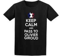 Keep Calm and Pass to Olivier Giroud France Soccer Futbol Euro Men's Cotton Shirt Black XL