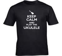 Keep Calm and Play The Ukulele Unisex Short Sleeve t-Shirt Black 3XL
