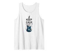 Keep Calm and Rock on Wand pour Les Amateurs de Musique de Guitare Débardeur, Homme, Blanc, XXL