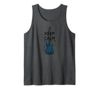Keep Calm and Rock on Wand pour Les Amateurs de Musique de Guitare Débardeur, Homme, Chiné Foncé, L