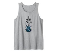 Keep Calm and Rock on Wand pour Les Amateurs de Musique de Guitare Débardeur, Homme, Gris Chiné, XXL