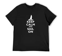 Keep Calm and Sail on Mens Plain White T Shirt - Sailing - Sailor - Boat - Boating - Laser Size L