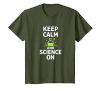 Keep Calm and Science on - Laboratoire de Chimie des Enseignants scientifiques T-Shirt, Enfant, Olive, 10 Ans