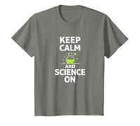 Keep Calm and Science on - Laboratoire de Chimie des Enseignants scientifiques T-Shirt, Enfant, Vert Kaki chiné, 10 Ans
