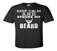 Keep Calm and Stroke My Beard Unisex 100% Cotton Short-Sleeve T-Shirts Black S